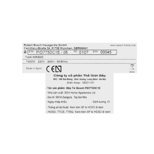 Bếp từ 3 vùng nấu lắp âm Bosch PID775DC1E