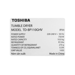 Máy Sấy bơm nhiệt Toshiba 10 kg TD-BP110GHV(MG)