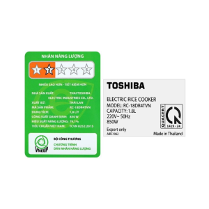 Nồi Cơm Điện Tử Toshiba 1.8 lít RC-18DR4TVN(W)-Trắng