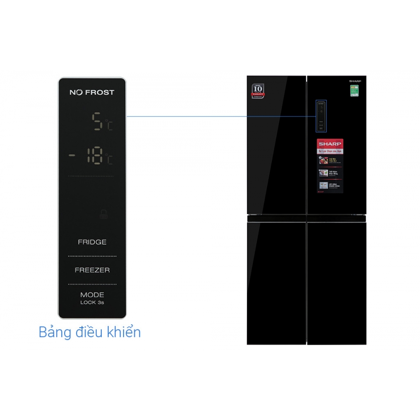 Tủ Lạnh Sharp Inverter 362 lít Multi Door SJ-FX420VG-BK