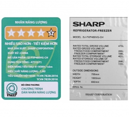 Tủ lạnh Sharp Inverter 401 lít Multi Door SJ-FXP480VG-CH