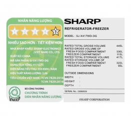 Tủ lạnh Sharp Inverter 417 lít SJ-W417WD-DG
