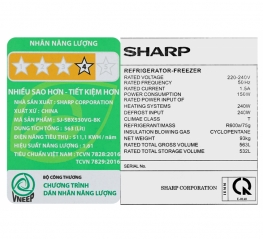 Tủ Lạnh Sharp Inverter 532 lít Side By Side SJ-SBX530VG-BK