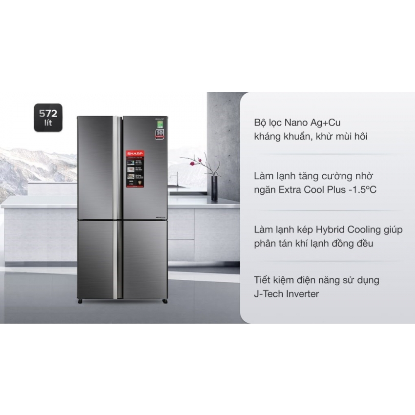 Mua Tủ lạnh Sharp inverter 165 lít SJ-X196E-SL - Giá rẻ
